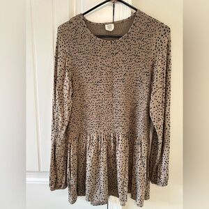 Matilda Jane Good Hart Size Large Spotted Long Sleeve Peplum Top